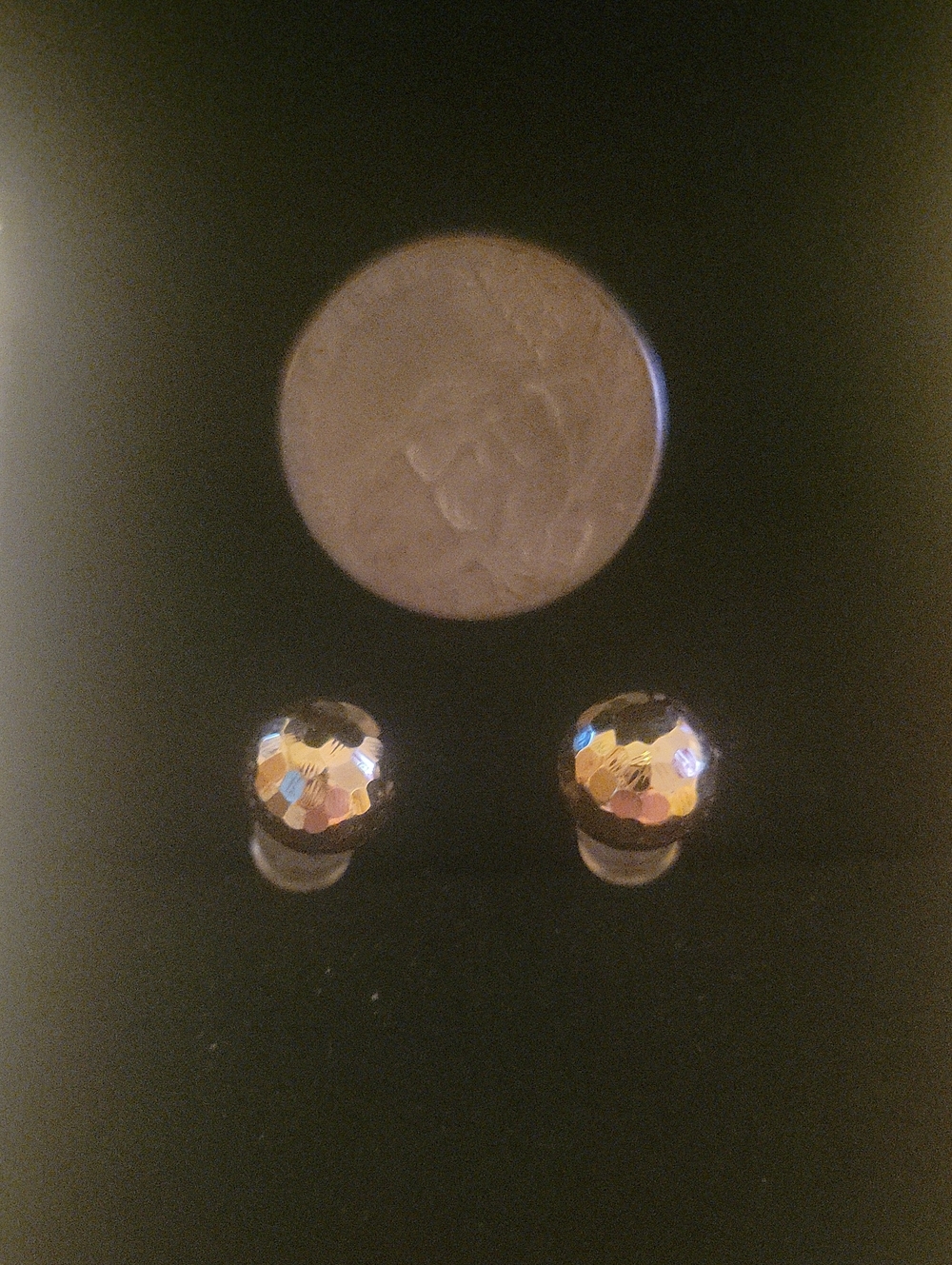 Faceted Metallic Stud Earrings - Disco Ball Gold